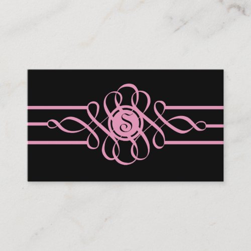 311_Sweet Tooth Pink Swirl  Black Business Card