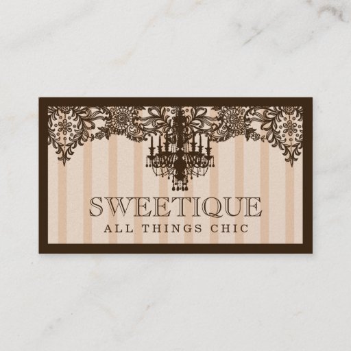 Customizable 311 Sweetique Brown Cream &amp; Espresso Chandelier Business Card Templates