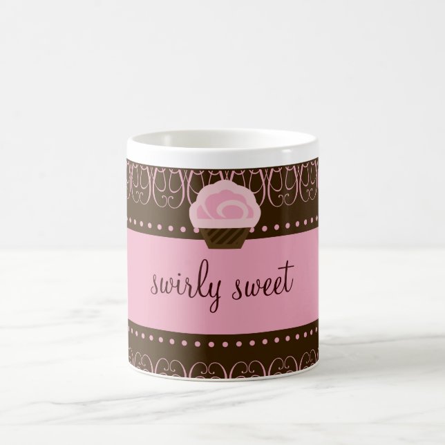 311 Swirly Sweet Pink Brown Coffee Mug (Center)