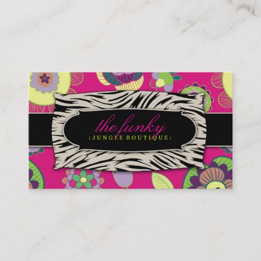 Customizable 311-The Funky Jungle | Pink Flowers Business Card Template