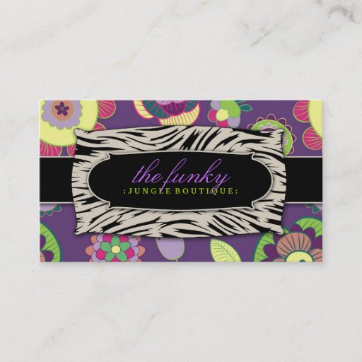 Customizable 311-The Funky Jungle | Purple Flowers Business Card Templates
