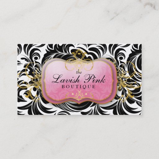 Customizable 311-The Lavish Pink Plate | Black Leaves Business Cards