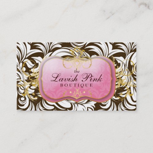 311-The Lavish Pink Plate | Brown Background Business Card Templates