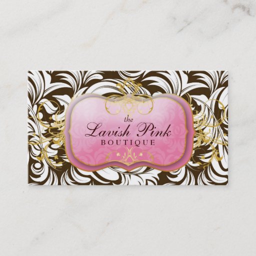 Customizable 311-The Lavish Pink Plate | Brown Background Business Card Templates