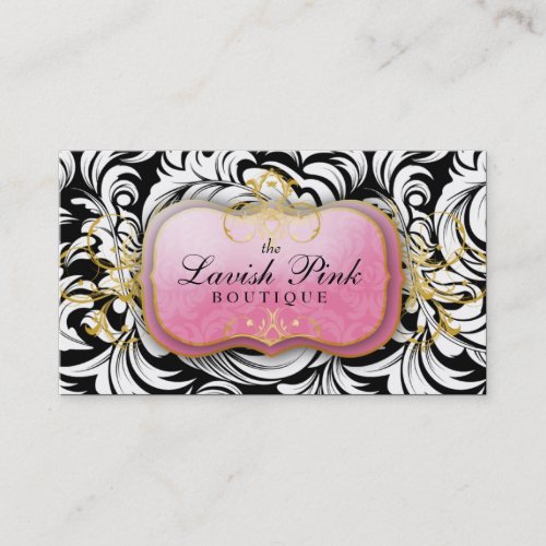 311 The Lavish Pink Plate White Leaves Business Card
