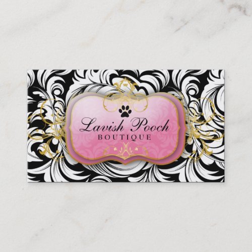 311-The Lavish Pooch | White Leaves Business Card Template
