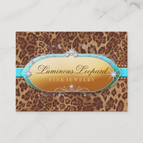311 The Luminous Leopard Turquoise Trim Business Card Template