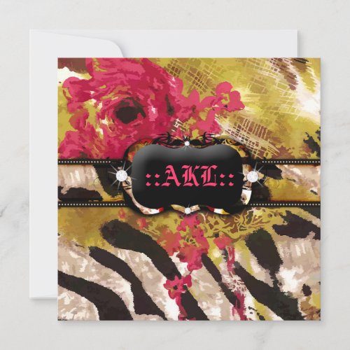 311-Tigress / Zebra Rose Bachelorette Custom Invitations