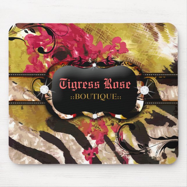 311 Tigress Zebra Rose Mousepad (Front)