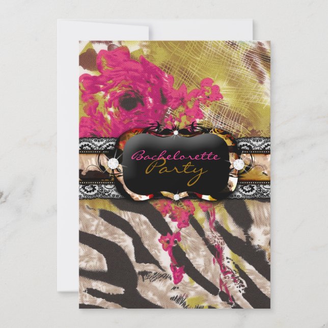 311 Tigress Zebra Rose Pink Invitation (Front)