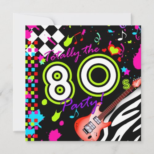 311-Totally the 80s Party - Red Guitar Personalized Invite