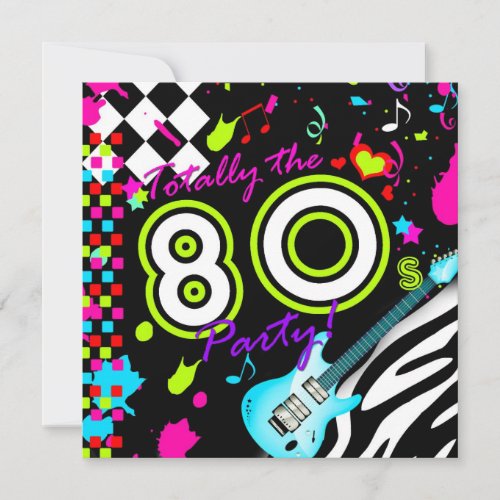 311 Totally the 80s Party - Turquoise Guitar Custom Invites