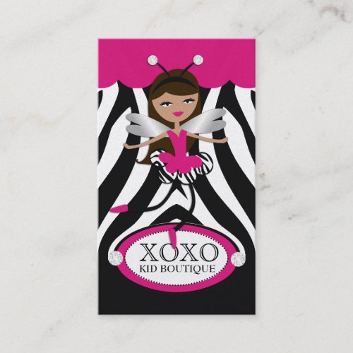 311 Trendy Little Dancer Pink Awning Zebra Pearl Business Cards