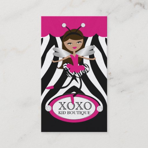 Customizable 311 Trendy Little Dancer Pink Awning Zebra Pearl Business Cards
