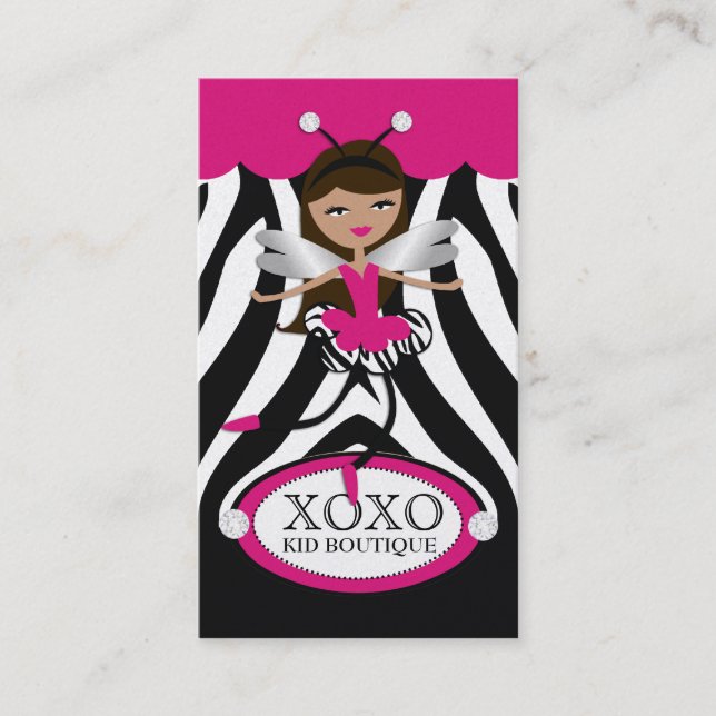 311 Trendy Little Dancer Pink Awning Zebra Pearl Business Card (Front)