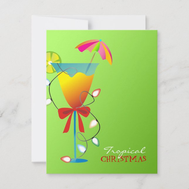 311-Tropical Paradise Christmas Lime Green Luau Invitation (Front)