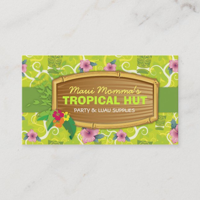 311-Tropical Tiki - Lime Green Business Card (Front)