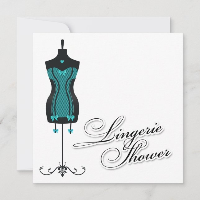 311-Turquoise Lingerie Mannequin Invitation (Front)