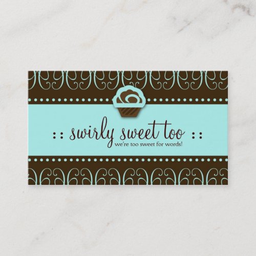 311-Turquoise Swirly Sweet Too Business Card Template