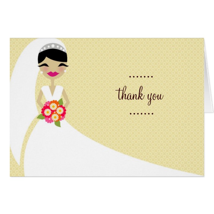 311 UPDO BRIDE THANK YOU BLACK HAIR CARDS