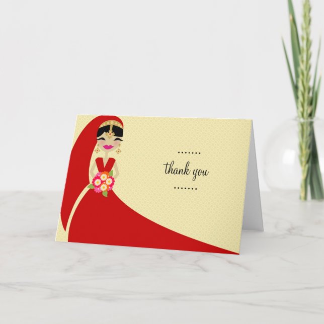 311 UPDO BRIDE THANK YOU INDIAN BRIDE CARD (Front)