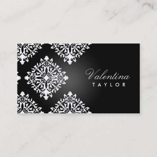 311 Valentina Noir et Blanc Damask Business Cards