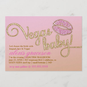 311 Vegas Baby Glitzy Kiss Metallic Invitation