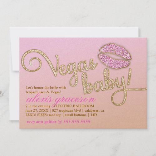 311 Vegas Baby Glitzy Kiss Metallic Personalized Invitations