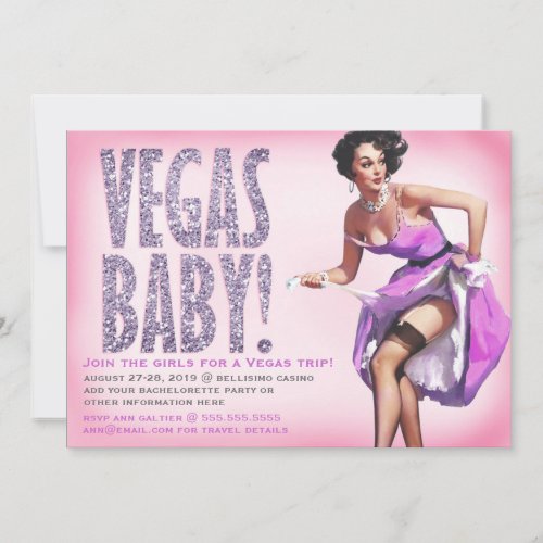 311 Vegas Baby Pinup Girl Sparkle Personalized Announcement