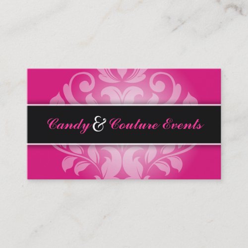 311 Vincelette Damask Hot Pink Liquorice Business Card