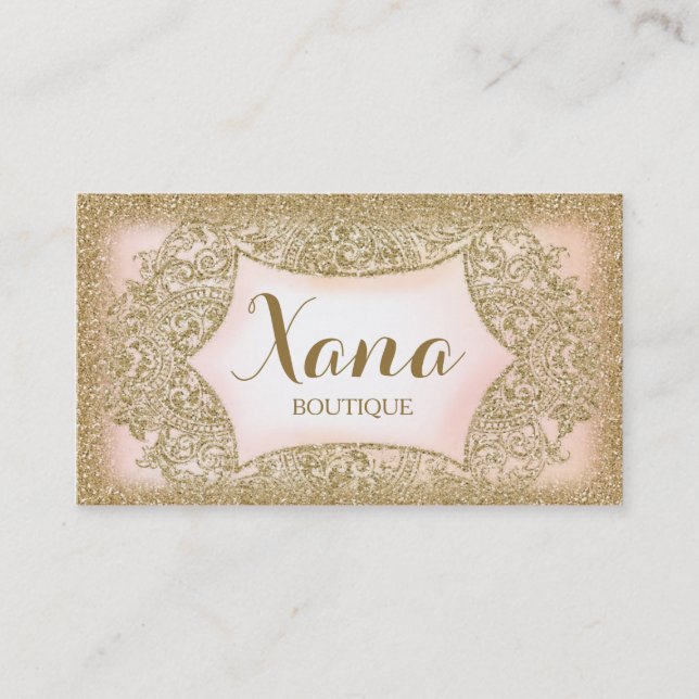 311 Vintage Glam Gold Glitter Pink Business Card (Front)