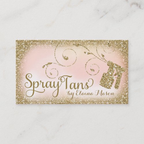 311 Vintage Glam Spray Tan Gold Glitter Pink Business Card