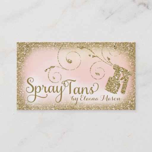 Customizable 311 Vintage Glam Spray Tan Gold Glitter Pink Double-Sided Standard Business Cards (Pack Of 100)