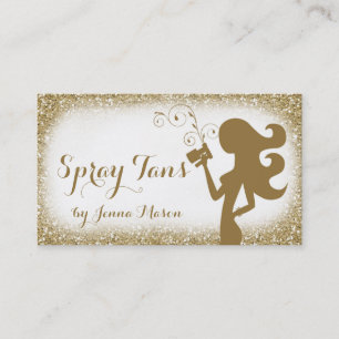 311 Vintage Glam White Spray Tan Girl Glitter Business Card