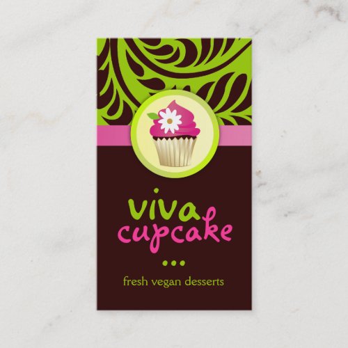 311 Viva Cupcake Vertical Green Business Card Templates