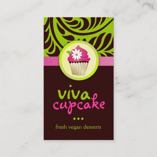Customizable 311 Viva Cupcake Vertical Green Business Card Templates