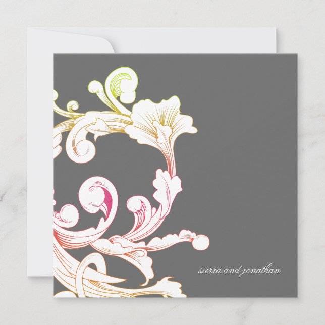 311-Vivid Foliage Flare Gray Invitation (Front)