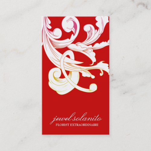 311-Vivid Foliage Flare Rouge Business Card Template