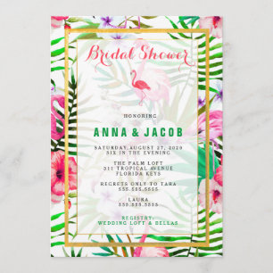 311 Watercolor Flamingo Bridal Shower Card