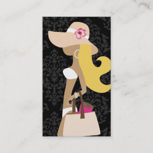 311 White Bikini Floral Fashionista Blonde Hat Business Card
