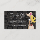 311 White Bikini Pink Floral Fashionista Blonde Business Card (Back)