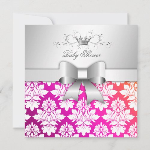 311 White Blackberry Damask Sunset| Baby Shower Custom Invites