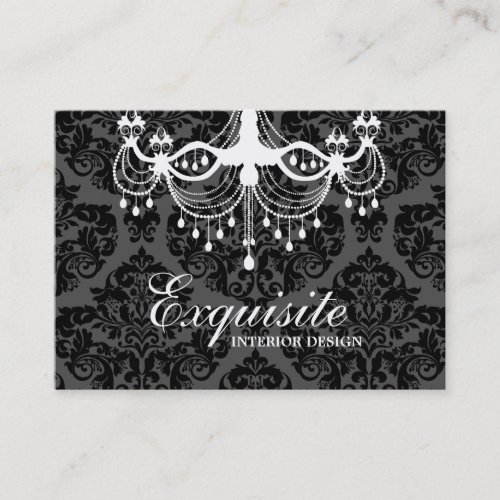 311 White Chandelier Damask Business Card