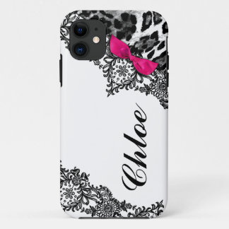 311 White Hot Pink Leopard Dream in Lights Lace iPhone 11 Case