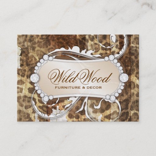 Customizable 311 Wild Wood Leopard Print Chandelier Business Card