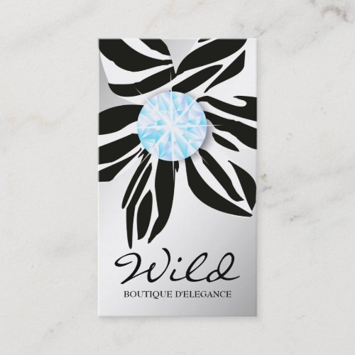 311 Wild Zebra Flower Aqua Diamond Business Cards