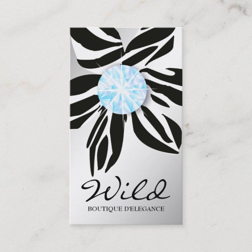 Customizable 311 Wild Zebra Flower Aqua Diamond Business Cards