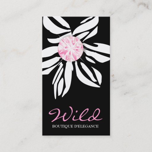 Customizable 311 Wild Zebra Flower Pink Diamond B Business Card