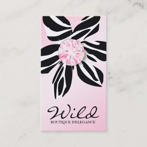 Customizable 311 Wild Zebra Flower | Pink Diamond Business Card Templates