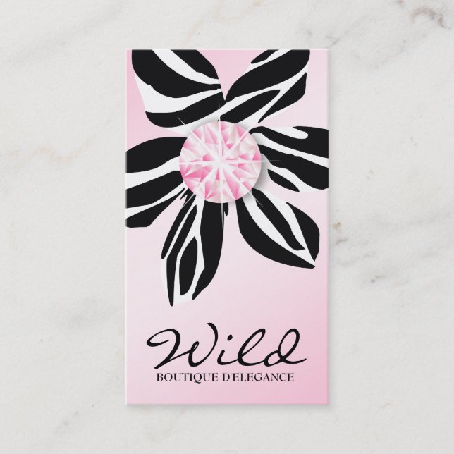311 Wild Zebra Flower | Pink Diamond Business Card (Front)